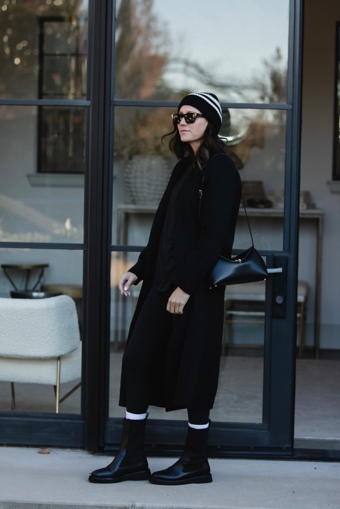 Winter Lug Sole Boots and Coat Outfit
