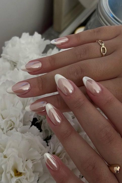 Glazed French Tip Nails