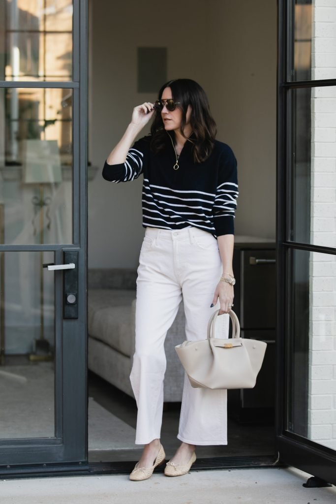 Striped Half-zip Sweater Outfits