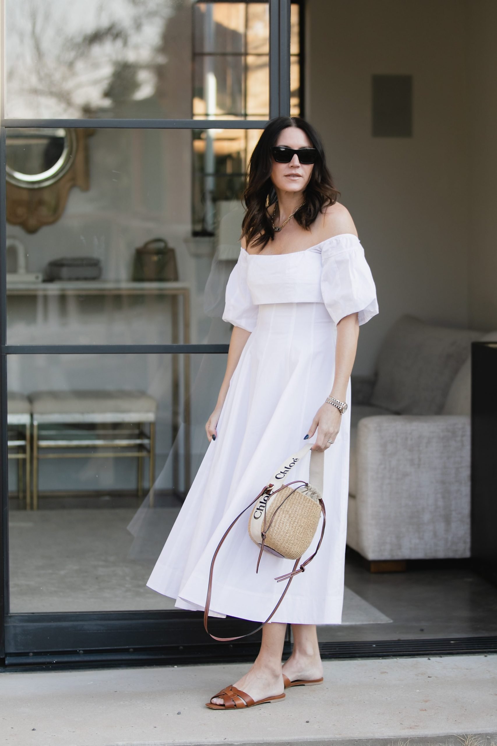 White dress vacation outfit