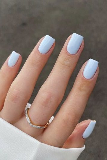 Short Sky Blue Nails