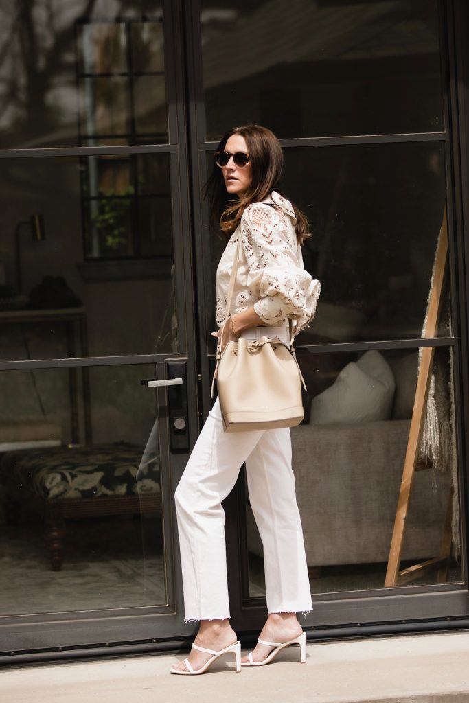 Tan and White jeans outfit ideas