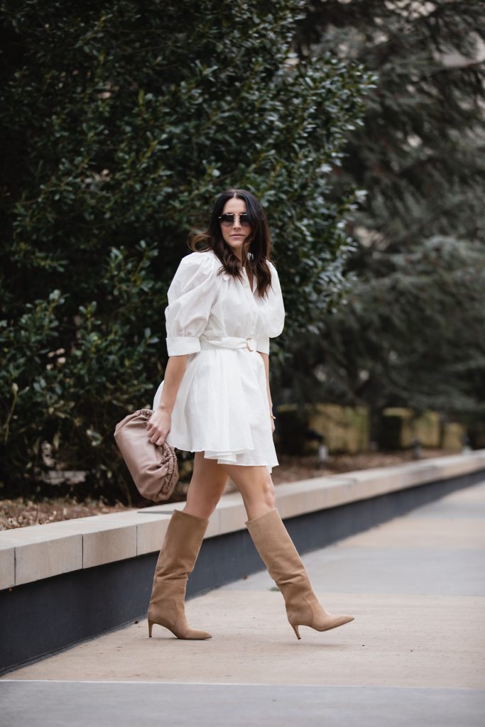 white dress and boots