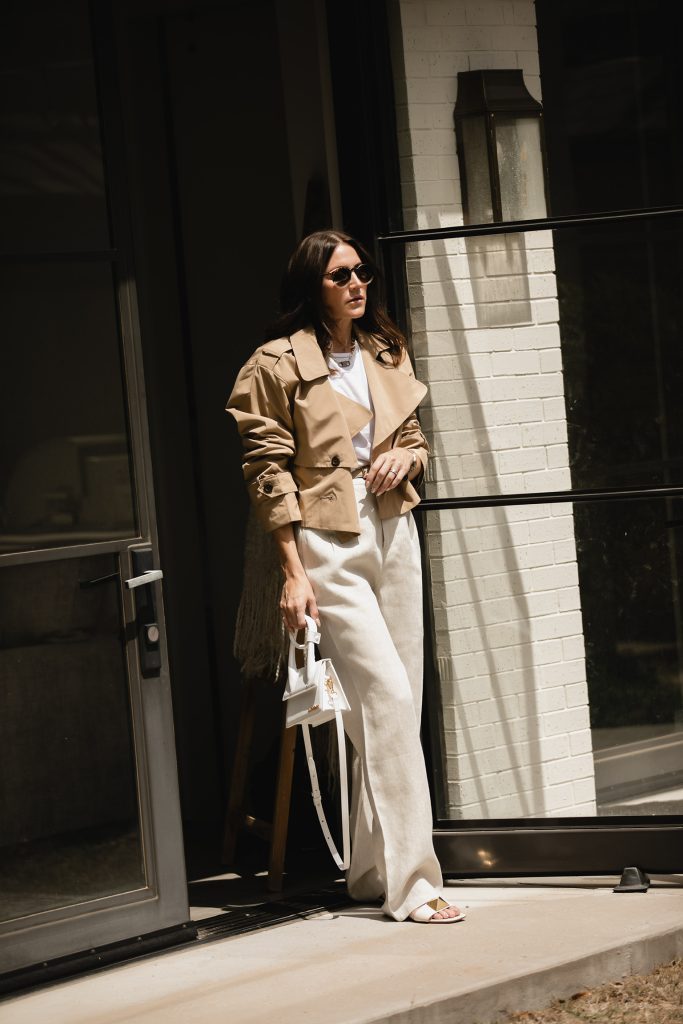 tan trench coat outfit idea