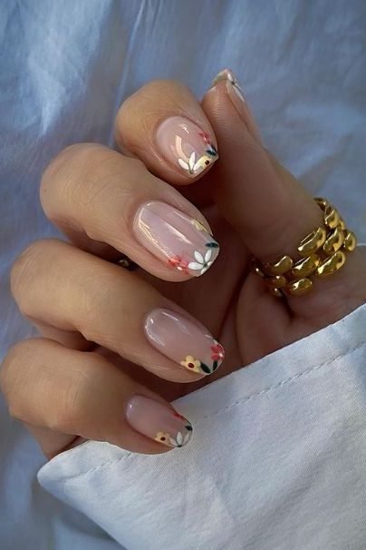 colorful spring floral nails