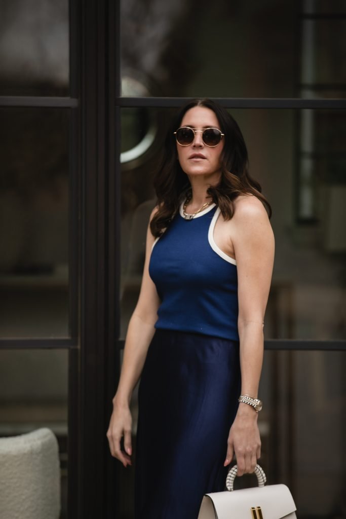 Blue Slip Skirt Outfits