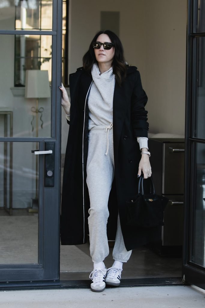 sweatsuit outfit with coat