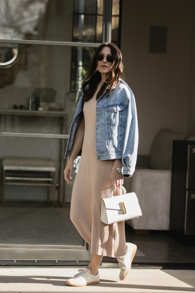 Knit Dress and Denim Jacket mom outfits