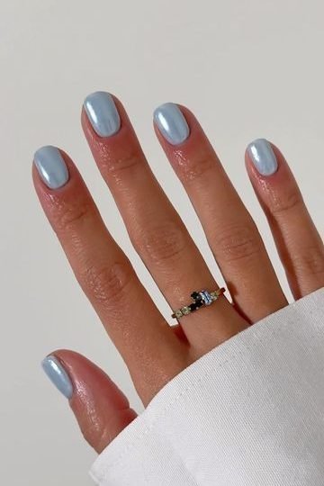 baby blue chrome nails