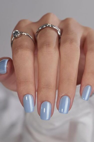 baby blue chrome nails