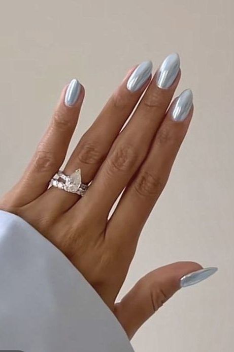 baby blue chrome nails