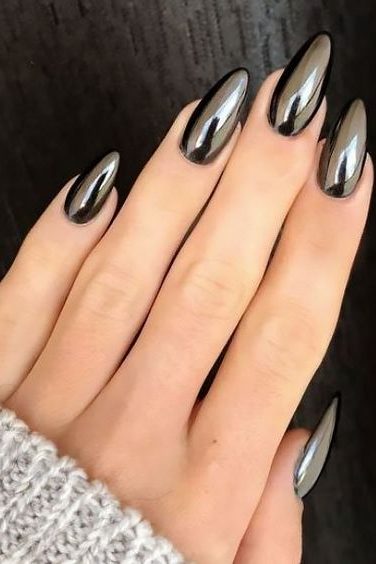Black metallic nail ideas