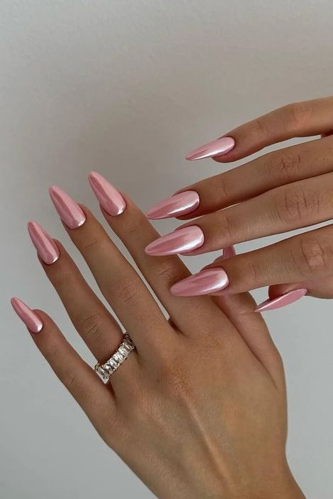 light pink chrome nail ideas