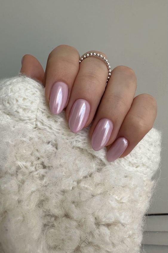 light pink chrome nail ideas