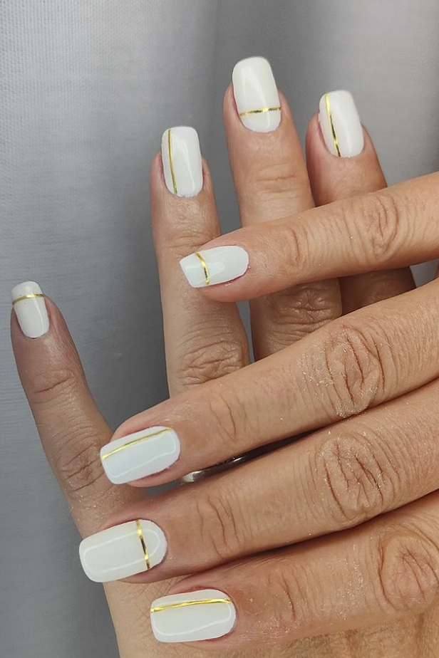 gold and white Easter Nails