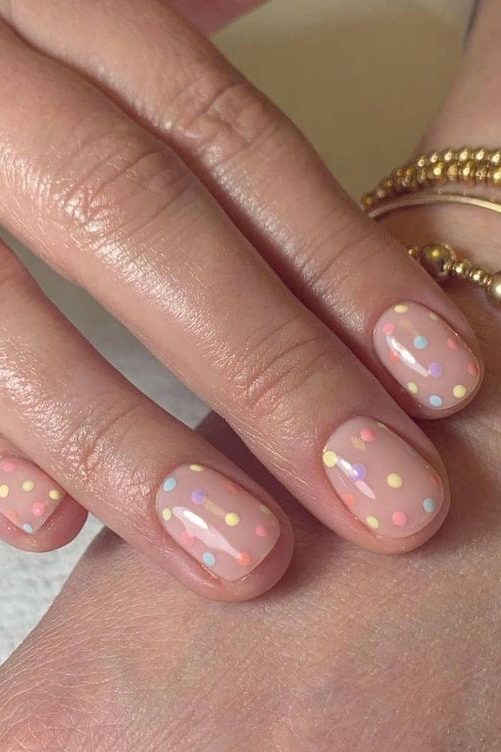 Pastel polka dot nails