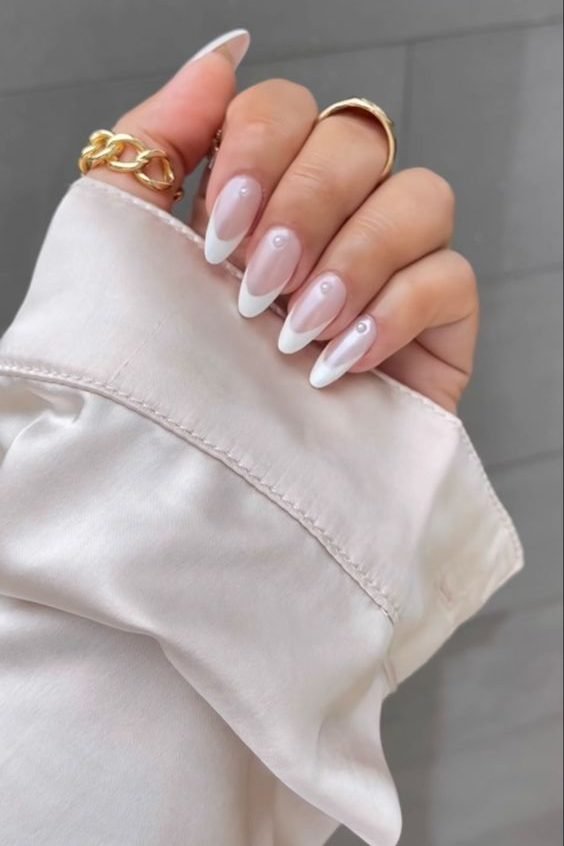 glazed french tip Easter Nails