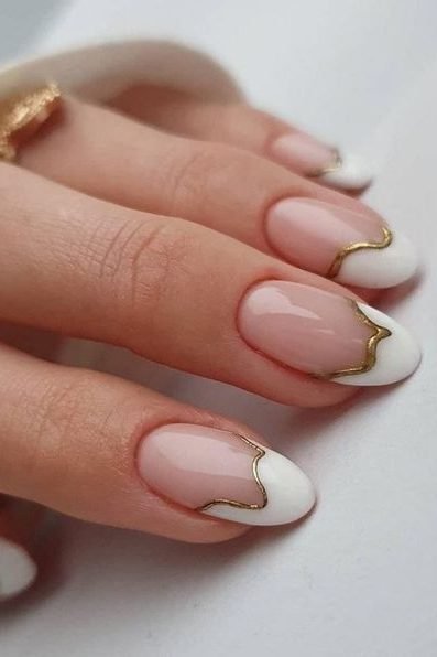 gold and white Easter Nails