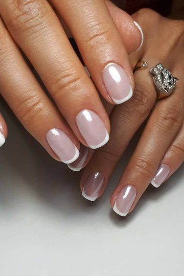 glazed french tip Easter Nails