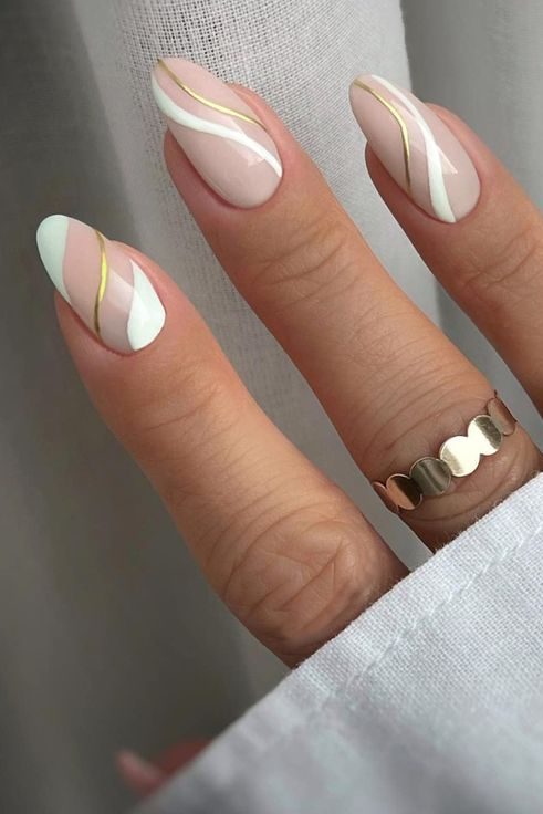 gold and white Easter Nails