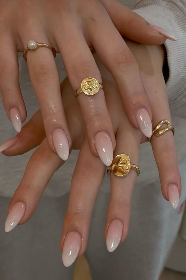 ombre nude and white nails