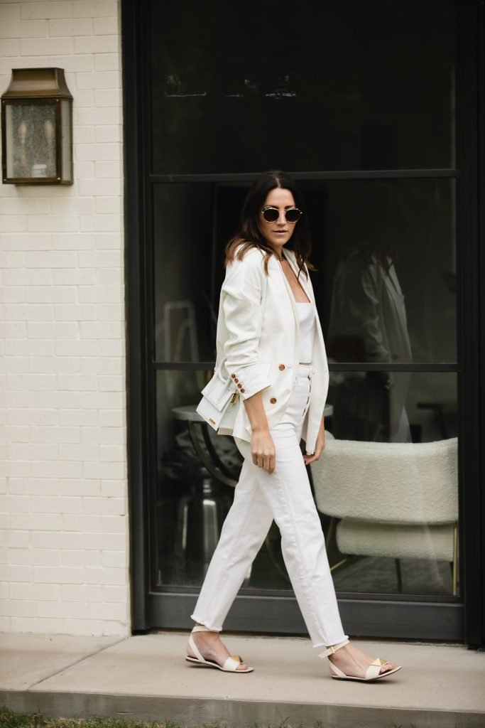 Monochrome White Blazer Outfit idea