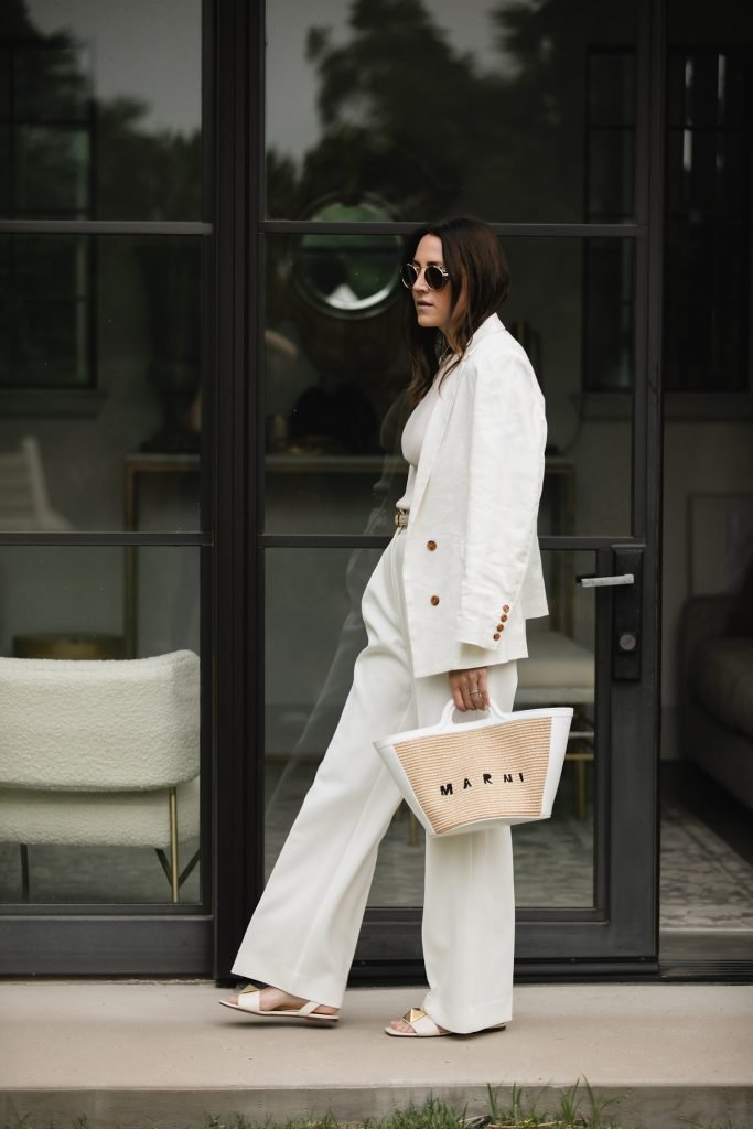 Monochrome White Linen Blazer Outfits