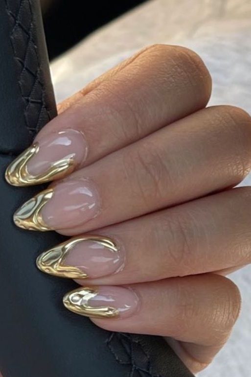 Gold Mob Wife Aesthetic Nails