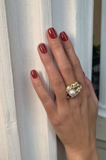 classic deep red nails