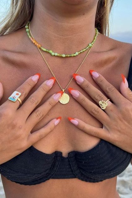 colorful beach vacation nails