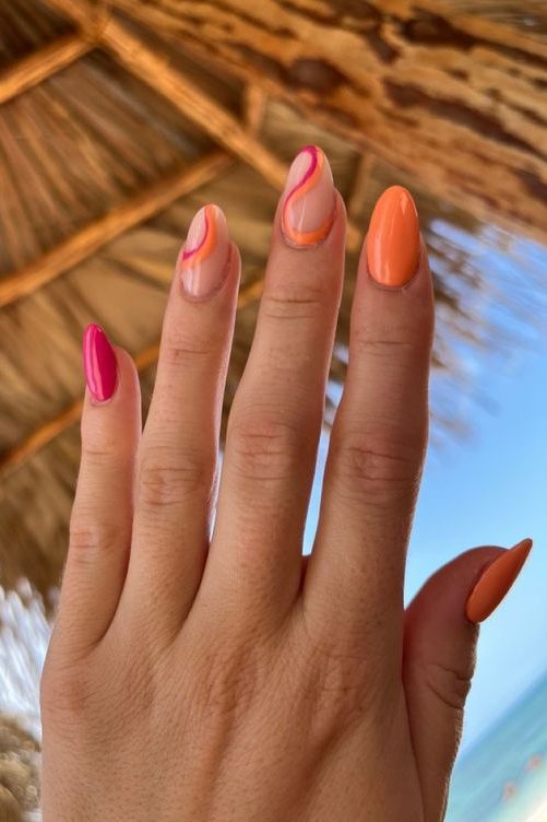 colorful beach vacation nails