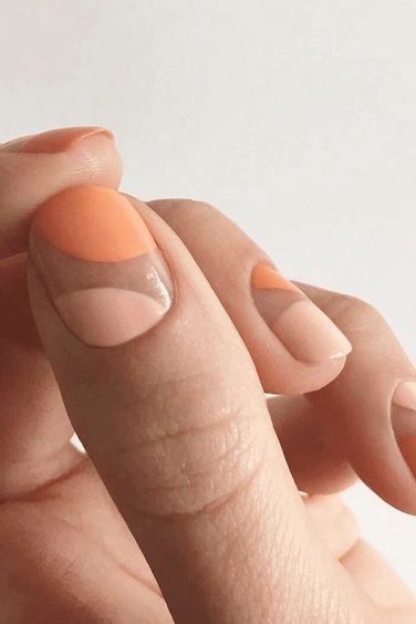 two toned Pale Orange Nails