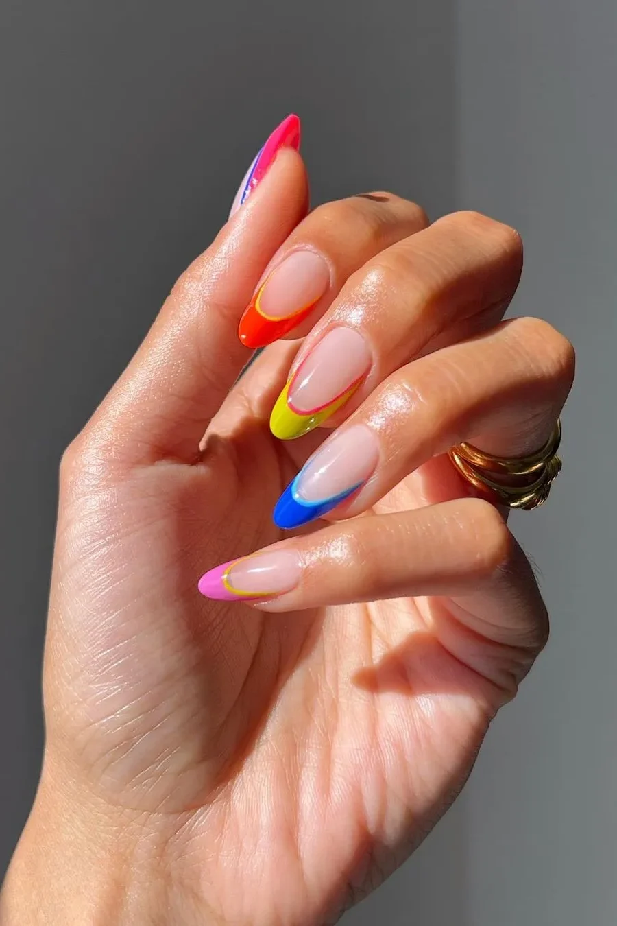 Best Summer Nail Color - colorful french tip nails 