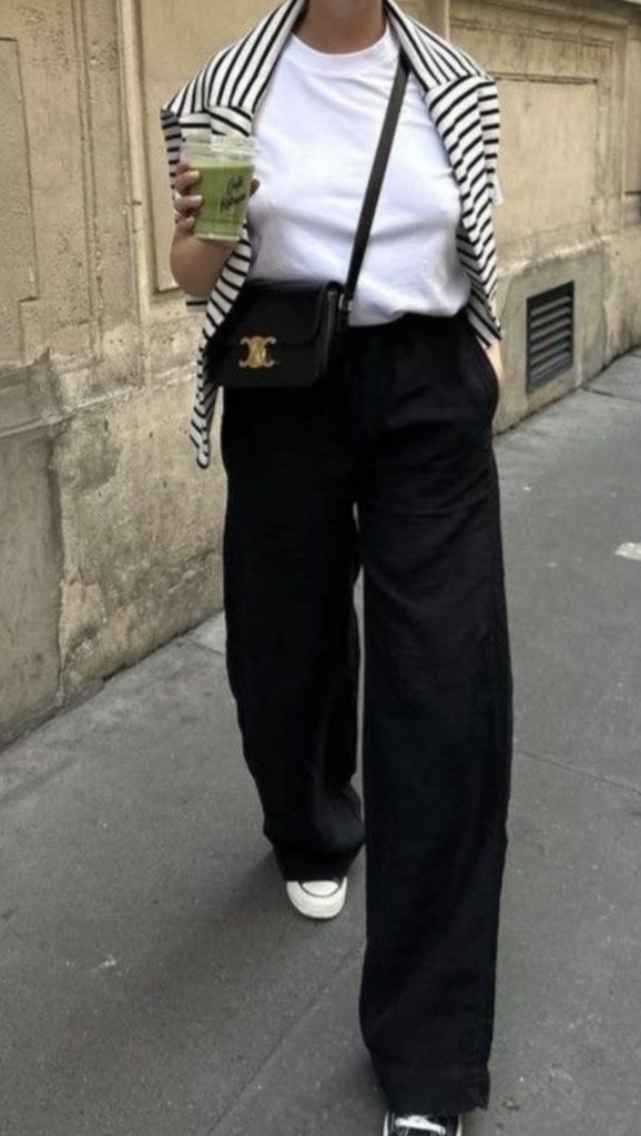 Black Trousers and Sneakers Outfits
