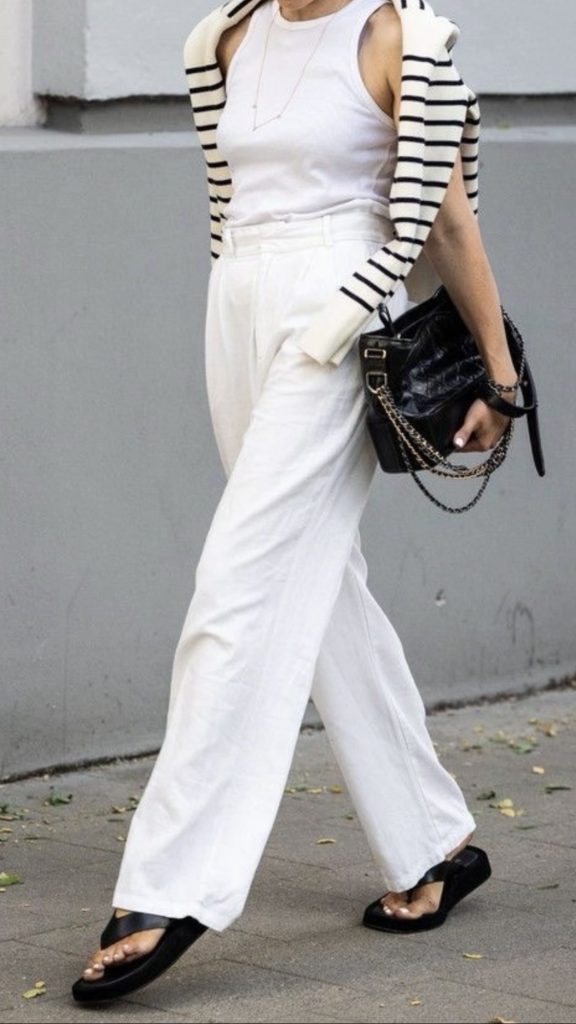 White Trousers Casual Weekend Outfits
