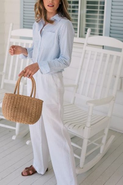Button Down Outfit | How to Style the Coastal Grandmother Trend
