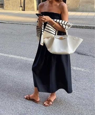 Striped Sweater with black dress