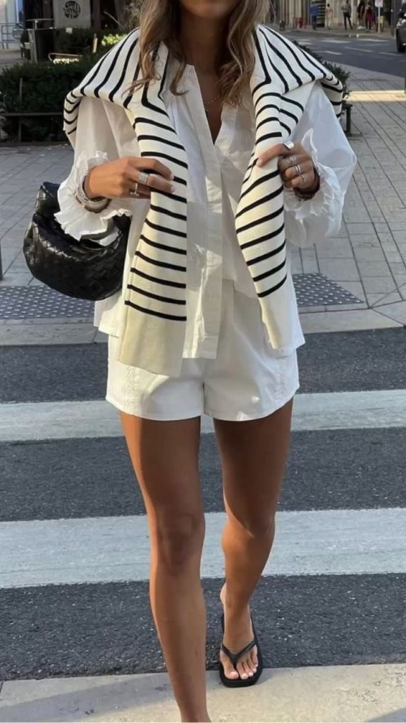 Draped Striped sweater outfit