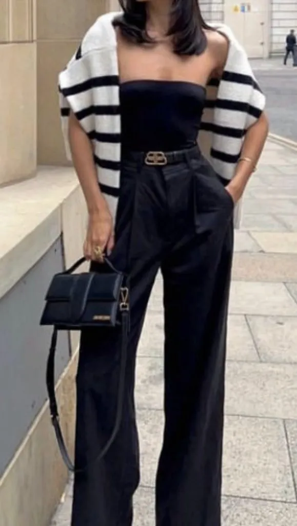 Black Monochrome and Stripes Italy Outfits