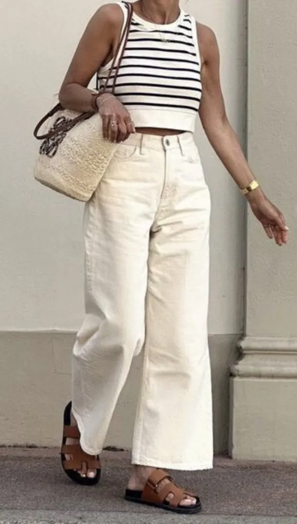 Cream Trousers and stripes