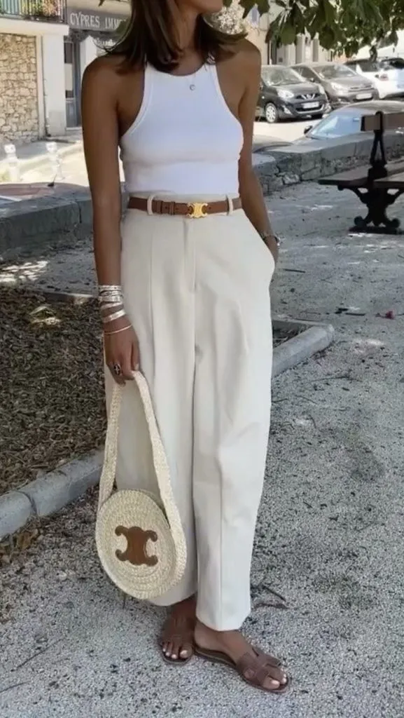 Cream Trousers Outfit idea