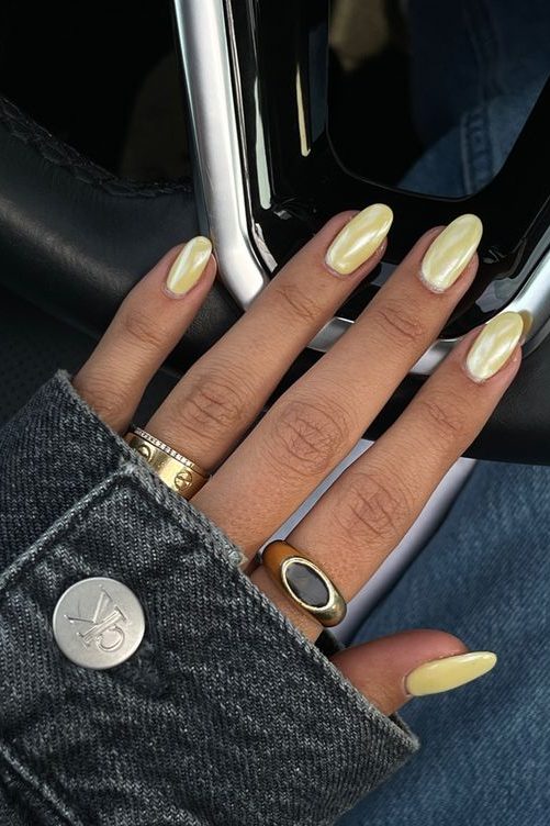 Glazed Yellow nail Ideas
