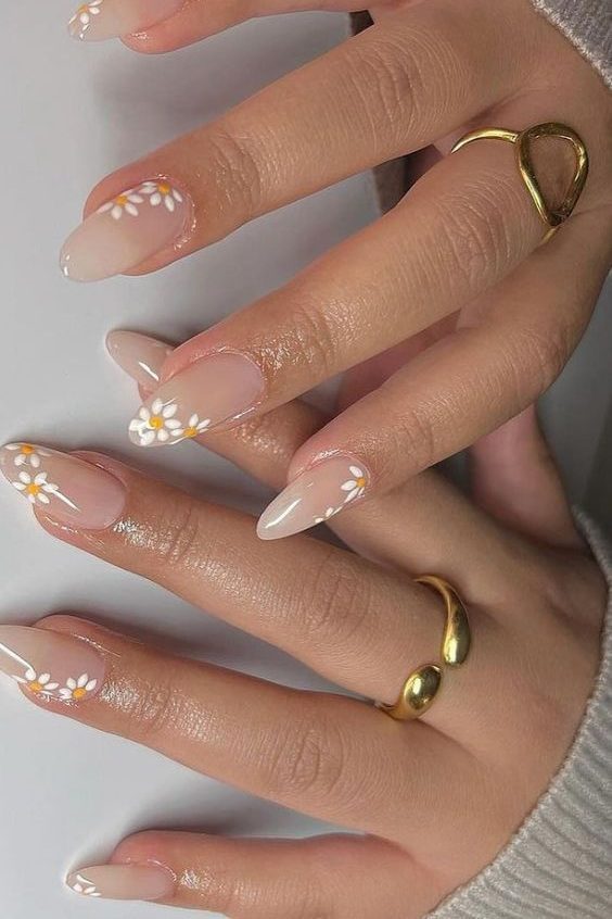 neutral Floral May Nails