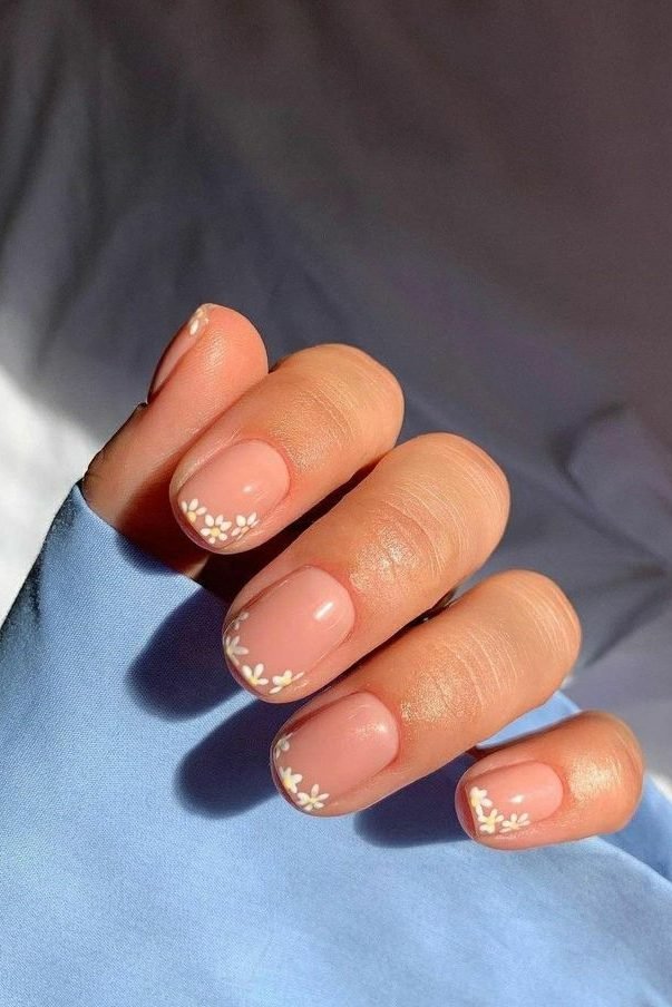 neutral Floral May Nails