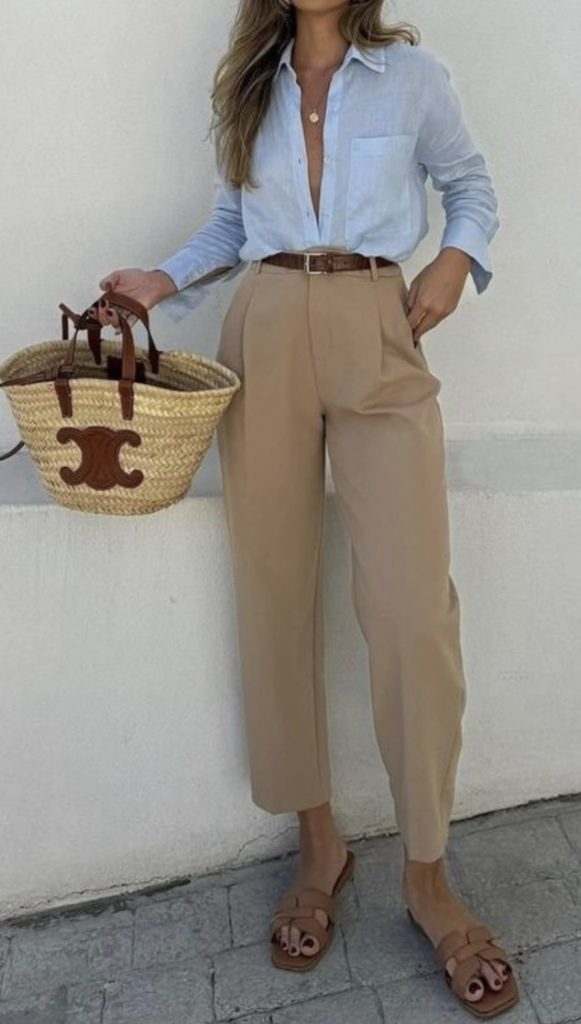 May Outfits inspiration to recreate - Blue button down Outfits and pants