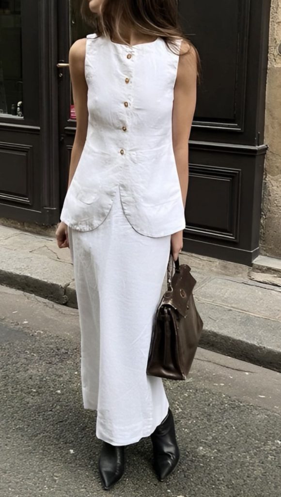 May Outfits inspiration to recreate - White Skirt and white button down top
