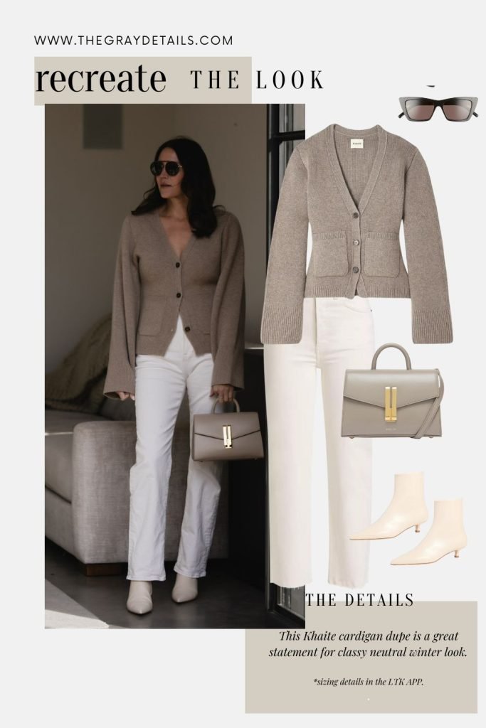 White Jeans and Cardigan Outfit Idea | Spring Neutral Outfits