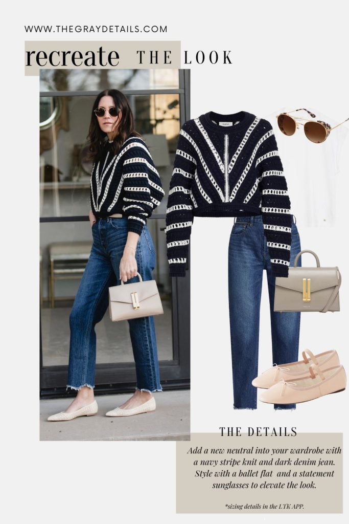 Blue Jeans and Striped Knit Outfit | Spring Neutral Outfits