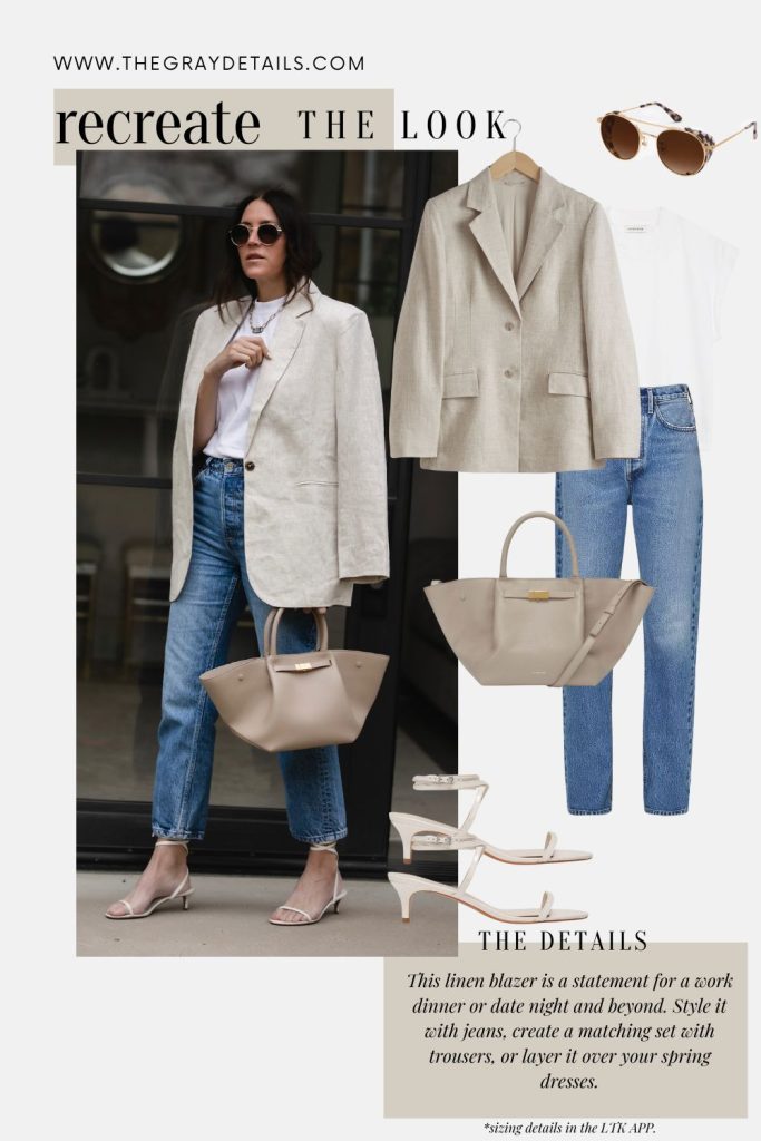 Cream Blazer and Jeans Outfit Idea