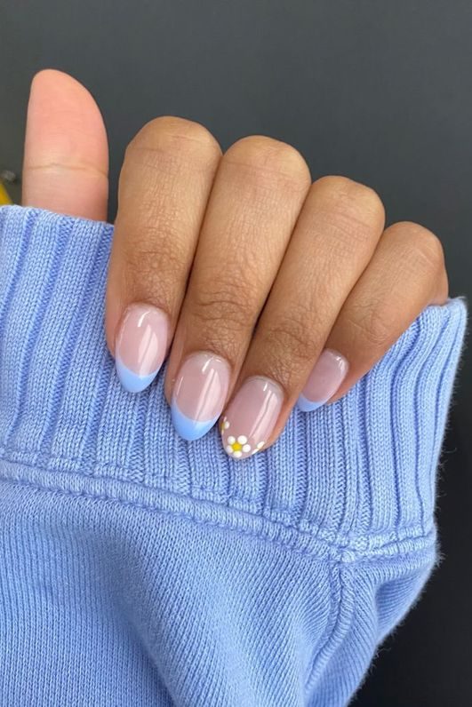 baby blue french tip nails | Spring French Tip Nails